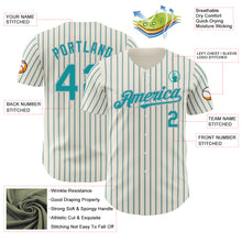 Load image into Gallery viewer, Custom Cream (Teal Gray Pinstripe) Teal-Gray Authentic Baseball Jersey
