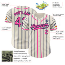 Load image into Gallery viewer, Custom Cream Navy Pinstripe Pink Authentic Baseball Jersey
