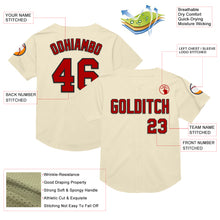 Load image into Gallery viewer, Custom Cream Red-Black Mesh Authentic Throwback Baseball Jersey
