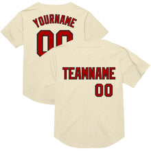 Load image into Gallery viewer, Custom Cream Red-Black Mesh Authentic Throwback Baseball Jersey
