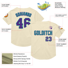 Load image into Gallery viewer, Custom Cream Purple-Teal Mesh Authentic Throwback Baseball Jersey
