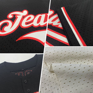 Custom Cream Black-Gold Mesh Authentic Throwback Baseball Jersey