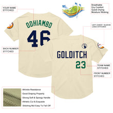 Load image into Gallery viewer, Custom Cream Navy-Kelly Green Mesh Authentic Throwback Baseball Jersey
