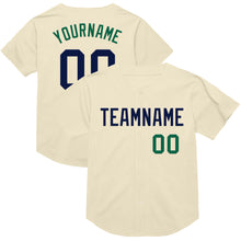 Load image into Gallery viewer, Custom Cream Navy-Kelly Green Mesh Authentic Throwback Baseball Jersey
