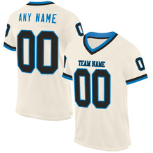 Load image into Gallery viewer, Custom Cream Black-Blue Mesh Authentic Throwback Football Jersey
