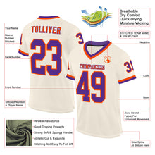 Load image into Gallery viewer, Custom Cream Purple-Orange Mesh Authentic Throwback Football Jersey
