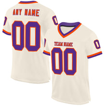 Load image into Gallery viewer, Custom Cream Purple-Orange Mesh Authentic Throwback Football Jersey
