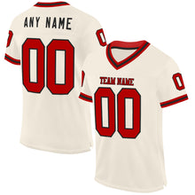 Load image into Gallery viewer, Custom Cream Red-Black Mesh Authentic Throwback Football Jersey
