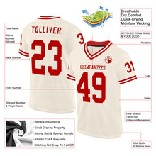 Load image into Gallery viewer, Custom Cream Red-White Mesh Authentic Throwback Football Jersey
