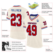 Load image into Gallery viewer, Custom Cream Red Royal-White Mesh Authentic Throwback Football Jersey
