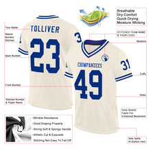 Load image into Gallery viewer, Custom Cream Royal-White Mesh Authentic Throwback Football Jersey
