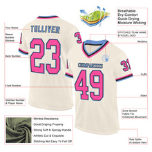 Load image into Gallery viewer, Custom Cream Pink Black-Light Blue Mesh Authentic Throwback Football Jersey
