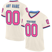 Load image into Gallery viewer, Custom Cream Pink Black-Light Blue Mesh Authentic Throwback Football Jersey
