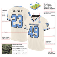 Load image into Gallery viewer, Custom Cream Light Blue Black-White Mesh Authentic Throwback Football Jersey
