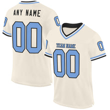 Load image into Gallery viewer, Custom Cream Light Blue Black-White Mesh Authentic Throwback Football Jersey
