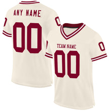 Load image into Gallery viewer, Custom Cream Maroon-White Mesh Authentic Throwback Football Jersey
