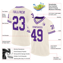 Load image into Gallery viewer, Custom Cream Purple-White Mesh Authentic Throwback Football Jersey
