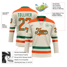 Load image into Gallery viewer, Custom Cream Orange-Kelly Green Hockey Lace Neck Jersey
