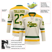 Load image into Gallery viewer, Custom Cream Green-Gold Hockey Lace Neck Jersey
