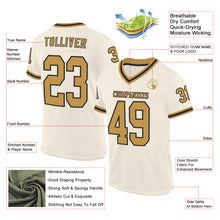 Load image into Gallery viewer, Custom Cream Old Gold-Black Mesh Authentic Throwback Football Jersey
