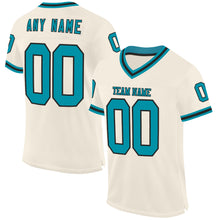 Load image into Gallery viewer, Custom Cream Teal-Black Mesh Authentic Throwback Football Jersey
