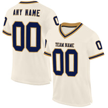 Load image into Gallery viewer, Custom Cream Navy-Old Gold Mesh Authentic Throwback Football Jersey
