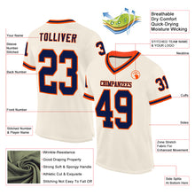 Load image into Gallery viewer, Custom Cream Navy-Orange Mesh Authentic Throwback Football Jersey
