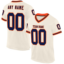 Load image into Gallery viewer, Custom Cream Navy-Orange Mesh Authentic Throwback Football Jersey
