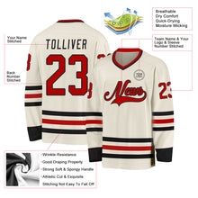 Load image into Gallery viewer, Custom Cream Red-Black Hockey Jersey
