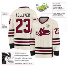 Load image into Gallery viewer, Custom Cream Maroon-Black Hockey Jersey
