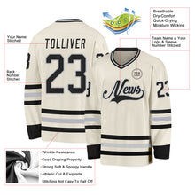 Load image into Gallery viewer, Custom Cream Black-Gray Hockey Jersey
