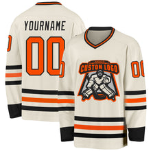 Load image into Gallery viewer, Custom Cream Orange-Black Hockey Jersey
