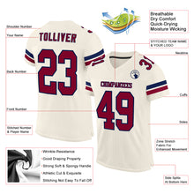 Load image into Gallery viewer, Custom Cream Maroon-Navy Mesh Authentic Football Jersey
