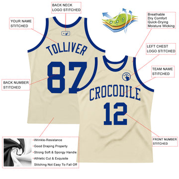 Custom Cream Royal Authentic Throwback Basketball Jersey