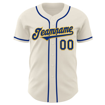 Custom Cream Royal-Gold Authentic Baseball Jersey