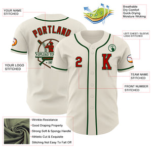 Custom Cream Red-Green Authentic Baseball Jersey