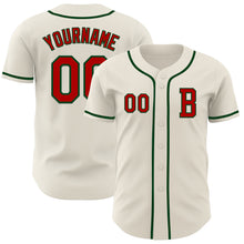 Load image into Gallery viewer, Custom Cream Red-Green Authentic Baseball Jersey
