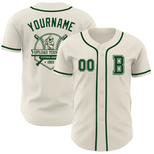 Load image into Gallery viewer, Custom Cream Green Authentic Baseball Jersey
