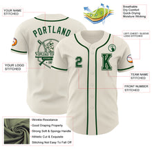 Load image into Gallery viewer, Custom Cream Green Authentic Baseball Jersey
