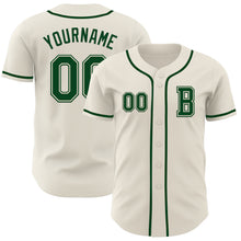 Load image into Gallery viewer, Custom Cream Green Authentic Baseball Jersey
