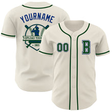 Load image into Gallery viewer, Custom Cream Green-Royal Authentic Baseball Jersey
