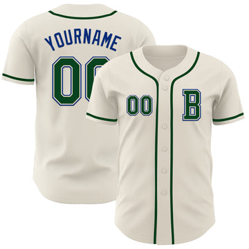 Custom Cream Green-Royal Authentic Baseball Jersey