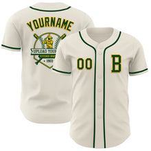 Load image into Gallery viewer, Custom Cream Green-Gold Authentic Baseball Jersey
