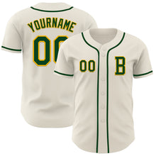 Load image into Gallery viewer, Custom Cream Green-Gold Authentic Baseball Jersey
