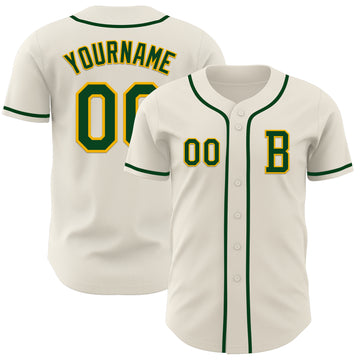 Custom Cream Green-Gold Authentic Baseball Jersey