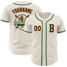 Load image into Gallery viewer, Custom Cream Green-Orange Authentic Baseball Jersey
