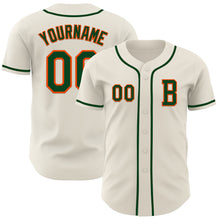 Load image into Gallery viewer, Custom Cream Green-Orange Authentic Baseball Jersey
