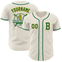 Load image into Gallery viewer, Custom Cream Kelly Green-Gold Authentic Baseball Jersey
