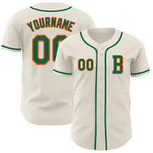 Load image into Gallery viewer, Custom Cream Kelly Green-Orange Authentic Baseball Jersey
