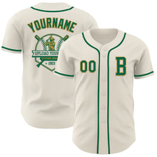 Load image into Gallery viewer, Custom Cream Kelly Green-Old Gold Authentic Baseball Jersey
